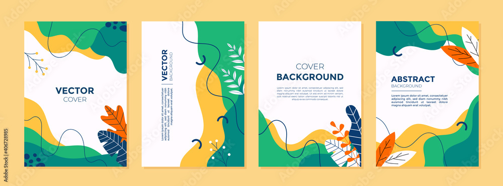 Set of abstract creative artistic templates with spring season concept. Universal cover Designs for Annual Report, Brochures, Flyers, Presentations, Leaflet, Magazine. - obrazy, fototapety, plakaty 