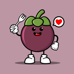 Wall Mural - cute mangosteen cartoon mascot character