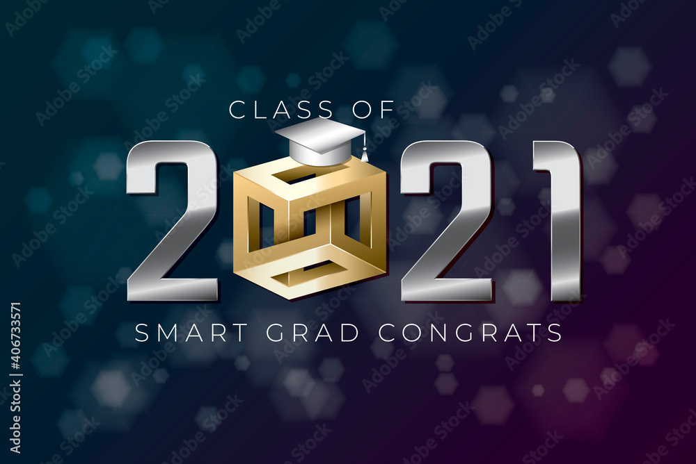 Class of 2021 Silver Metallic Numerals Logo with Irrational Cube ...