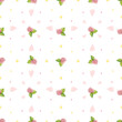 Seamless pattern. Hearts and marshmallows. Watercolor. For fabric or packaging paper.