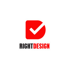 D letter logo incorporated with cross check icon design template