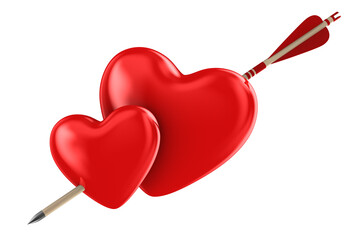 Wall Mural - arrow and heart on white background. isolated 3d illustration