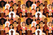 Diverse people seamless tile pattern. Minimal faceless characters. Flat design vector illustration.