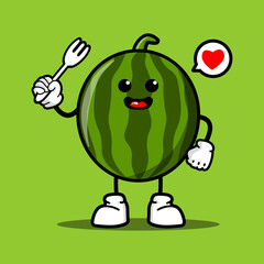 Wall Mural - cute watermelon cartoon mascot character