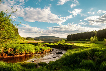 landscape with river and mountains