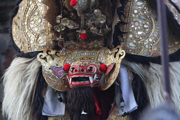 BATUBULAN, BALI, INDONESIA Unidentified dancer actor at the weekly Barong Dance, a sacred story and dance at the traditional balinese performance