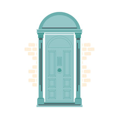 Sticker - green front door vector design