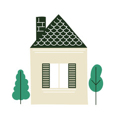 Poster - house with trees vector design