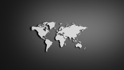 White World map on grey background 