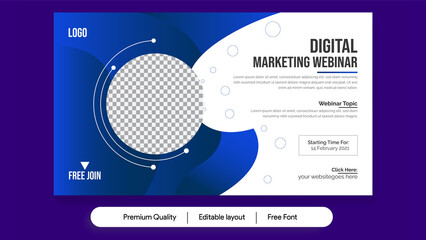 Wall Mural - digital marketing webinar, online marketing webinar program, conference banner, flyer, post, vector.