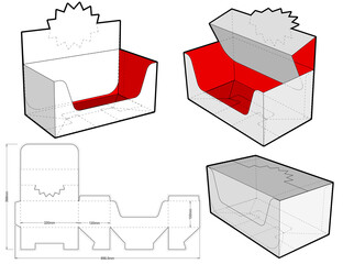 Counter display stand and Die-cut Pattern. The .eps file is full scale and fully functional. Prepared for real cardboard production.