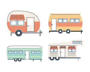 Canvas Print - Camper trailers icon set vector design