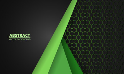 Aufkleber - Dark gray and green carbon fiber honeycomb background with green lines. Technology modern futuristic hexagon abstract background. Futuristic modern sport backdrop. Vector illustration EPS10.