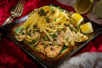 Wall Mural - Italian Chicken Piccata Linguine