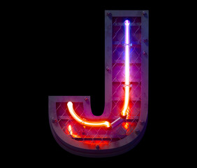 Wall Mural - Heavy metal ultra neon font. Letter J.