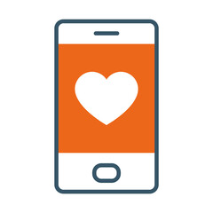 Fototapete - smartphone with heart icon on screen, line style