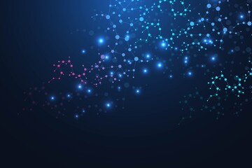 Poster - geometric abstract background with connected line and dots. structure molecule and communication. bi
