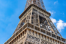 Close Up Detail Of The Eiffel Tower In Paris, France