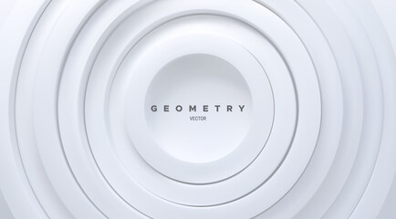 Poster - White concentric rings. Abstract geometric background.