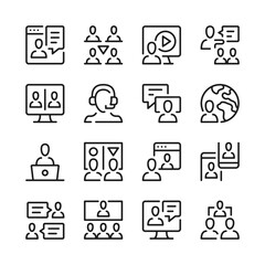 Poster - Video conference line icons set. Modern graphic design concepts, simple outline elements collection. Vector line icons