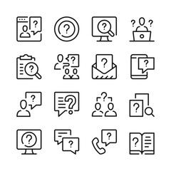 Fototapete - Question line icons set. Modern graphic design concepts, simple outline elements collection. Vector line icons