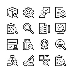 Poster - quality control and inspection line icons set. modern graphic design concepts, simple outline elemen