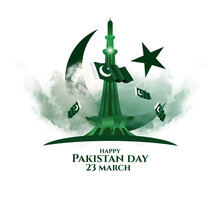 Pakistan Vector Illustration. Happy Pakistan Day On March 23rd. National Holiday In Pakistan Commemorating The Lahore Resolution Passed On 23 March 