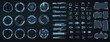 © ZinetroN - Circle Abstract digital technology UI, UX Futuristic HUD, FUI, Virtual Interface. Callouts titles and frame in Sci- Fi style. Bar labels, info call box bars. UI, UX, KIT game design elements. Vector
