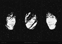 Woman In Space. Night Starry Sky. Black White Vertical Background Set