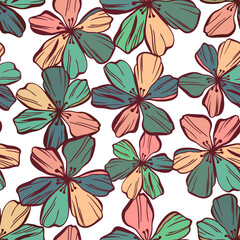 Wall Mural - Vector seamless colorful pattern of ornamental abstract floral shapes