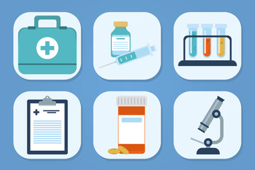 Canvas Print - medical and vaccine icon set, flat style