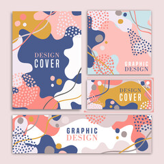 Wall Mural - abstract retro style shape cover design set