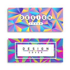 Wall Mural - abstract low poly 90s holographic pastel card set