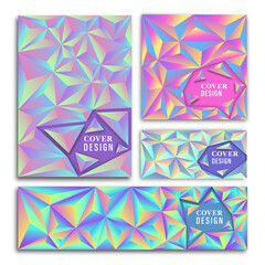 Wall Mural - abstract low poly 90s holographic card collection