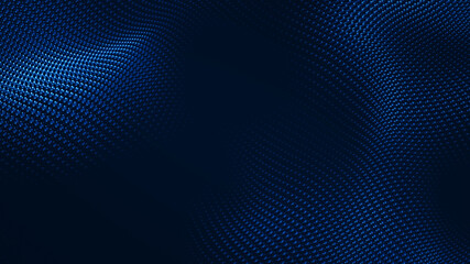 Fototapete - Dot white blue wave light screen gradient texture background. Abstract  technology big data digital background. 3d rendering.