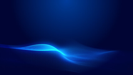 Aufkleber - Dot blue wave light screen gradient texture background. Abstract  technology big data digital background. 3d rendering.