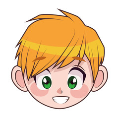 Sticker - young blond teenager boy kid head character