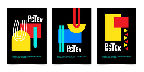 Wall Mural - Poster template, Company identity brochure template collection. Business presentation vector A4. Corporate report cover abstract geometric illustration design layout bundle. Abstract art