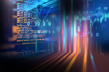 Poster - Programming code abstract technology background of software developer and  Computer script 3d illustration