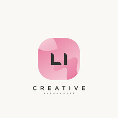 LI Initial Letter logo icon design template elements with wave colorful art