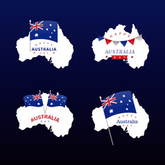 Canvas Print - happy australia day lettering in set of maps