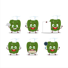 Poster - Cartoon character of green pepper with various chef emoticons