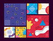© Gstudio - set backgrounds memphis style and geometric shapes