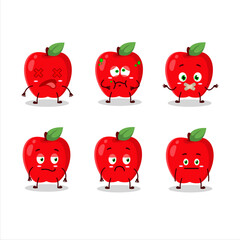 Poster - New red apple cartoon character with nope expression