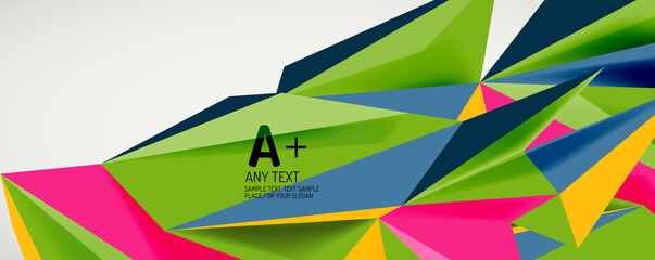 Vector triangle geometric backgrounds. Low poly 3d shape on light backdrop. Vector illustration for covers, banners, flyers and posters and other designs