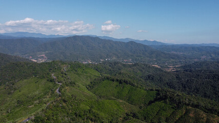 Aerial view mountain landscape from  Bo Kluea, Nan, Thailand