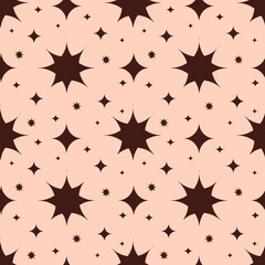 Wall Mural - vector seamless pattern with esoteric, astrological theme - brown stars on a pastel background. pattern for printing on clothes, wrapping paper, backgrounds for websites and applications