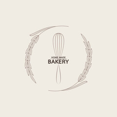 Wall Mural - Bakery logo design. Bakery sign vector. Whisk logo design.