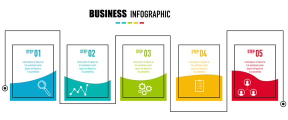 Fototapete - Infographics design vector and business icons with 5 options for presentation and web site		