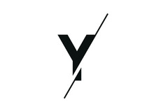 Letter Y Logo Design In A Moden Geometric Style With Cut Out Slash And Lines. Vector
